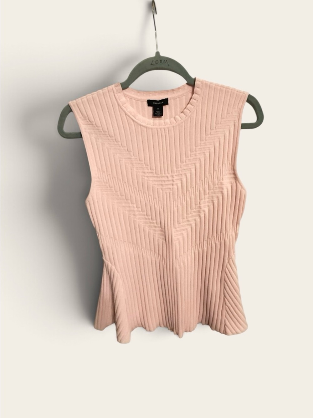 Halogen Blush Ribbed Peplum Tank Top
